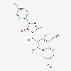 molecular formula C20H15ClN4O5 B14951471 [(3E)-3-{[1-(4-chlorophenyl)-5-hydroxy-3-methyl-1H-pyrazol-4-yl]methylidene}-5-cyano-4-methyl-2,6-dioxo-3,6-dihydropyridin-1(2H)-yl]acetic acid 