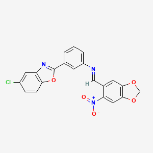 molecular formula C21H12ClN3O5 B14951488 3-(5-chloro-1,3-benzoxazol-2-yl)-N-[(E)-(6-nitro-1,3-benzodioxol-5-yl)methylidene]aniline 