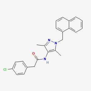 molecular formula C24H22ClN3O B14951591 2-(4-chlorophenyl)-N-[3,5-dimethyl-1-(naphthalen-1-ylmethyl)-1H-pyrazol-4-yl]acetamide 