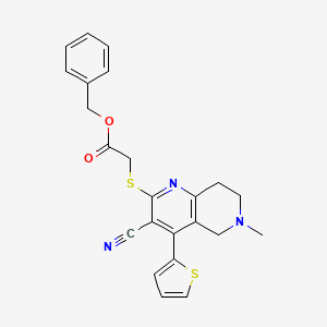 Benzyl {[3-cyano-6-methyl-4-(thiophen-2-yl)-5,6,7,8-tetrahydro-1,6-naphthyridin-2-yl]sulfanyl}acetate