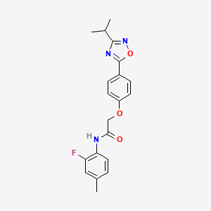 molecular formula C20H20FN3O3 B14951707 N-(2-fluoro-4-methylphenyl)-2-{4-[3-(propan-2-yl)-1,2,4-oxadiazol-5-yl]phenoxy}acetamide 