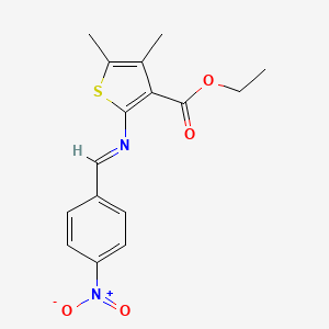 molecular formula C16H16N2O4S B14951835 ethyl 4,5-dimethyl-2-{[(E)-(4-nitrophenyl)methylidene]amino}thiophene-3-carboxylate 