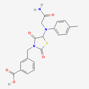 molecular formula C20H19N3O5S B14951841 3-[5-(Carbamoylmethyl-p-tolyl-amino)-2,4-dioxo-thiazolidin-3-ylmethyl]-benzoic acid 