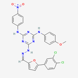 molecular formula C27H20Cl2N8O4 B14951845 6-[(2Z)-2-{[5-(3,4-dichlorophenyl)furan-2-yl]methylidene}hydrazinyl]-N-(4-methoxyphenyl)-N'-(4-nitrophenyl)-1,3,5-triazine-2,4-diamine 