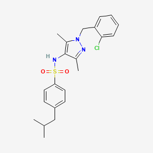 molecular formula C22H26ClN3O2S B14951900 N-{1-[(2-Chlorophenyl)methyl]-3,5-dimethylpyrazol-4-YL}-4-(2-methylpropyl)benzenesulfonamide 