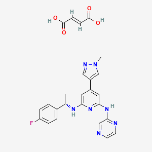 molecular formula C25H24FN7O4 B1495194 (E)-But-2-enedioic acid;6-N-[(1S)-1-(4-fluorophenyl)ethyl]-4-(1-methylpyrazol-4-yl)-2-N-pyrazin-2-ylpyridine-2,6-diamine 