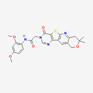 N-(2,4-dimethoxyphenyl)-2-(5,5-dimethyl-15-oxo-6-oxa-17-thia-2,12,14-triazatetracyclo[8.7.0.03,8.011,16]heptadeca-1,3(8),9,11(16),12-pentaen-14-yl)acetamide