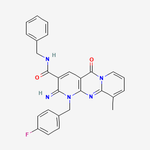 molecular formula C27H22FN5O2 B14952052 N-benzyl-7-[(4-fluorophenyl)methyl]-6-imino-11-methyl-2-oxo-1,7,9-triazatricyclo[8.4.0.03,8]tetradeca-3(8),4,9,11,13-pentaene-5-carboxamide 