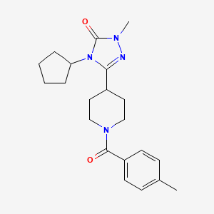 molecular formula C21H28N4O2 B14952055 4-cyclopentyl-1-methyl-3-(1-(4-methylbenzoyl)piperidin-4-yl)-1H-1,2,4-triazol-5(4H)-one 