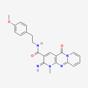 molecular formula C22H21N5O3 B14952067 6-imino-N-[2-(4-methoxyphenyl)ethyl]-7-methyl-2-oxo-1,7,9-triazatricyclo[8.4.0.0^{3,8}]tetradeca-3(8),4,9,11,13-pentaene-5-carboxamide 