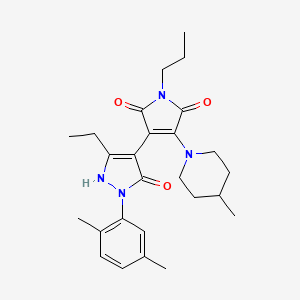 3-(1-(2,5-Dimethylphenyl)-3-ethyl-5-hydroxy-1H-pyrazol-4-yl)-4-(4-methylpiperidin-1-yl)-1-propyl-1H-pyrrole-2,5-dione