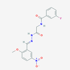 3-fluoro-N-{2-[(2E)-2-(2-methoxy-5-nitrobenzylidene)hydrazino]-2-oxoethyl}benzamide