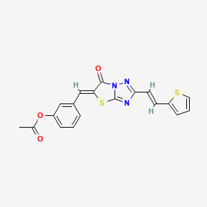 molecular formula C19H13N3O3S2 B14952192 3-[(Z)-{6-oxo-2-[(E)-2-(thiophen-2-yl)ethenyl][1,3]thiazolo[3,2-b][1,2,4]triazol-5(6H)-ylidene}methyl]phenyl acetate 