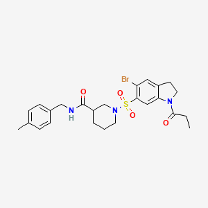 1-[(5-Bromo-1-propanoyl-2,3-dihydro-1H-indol-6-YL)sulfonyl]-N-[(4-methylphenyl)methyl]piperidine-3-carboxamide