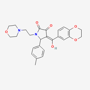 molecular formula C26H28N2O6 B14952297 4-(2,3-dihydro-1,4-benzodioxine-6-carbonyl)-3-hydroxy-5-(4-methylphenyl)-1-[2-(morpholin-4-yl)ethyl]-2,5-dihydro-1H-pyrrol-2-one 