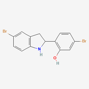 molecular formula C14H11Br2NO B1495233 5-溴-2-(5-溴吲哚啉-2-基)苯酚 CAS No. 1585969-17-0