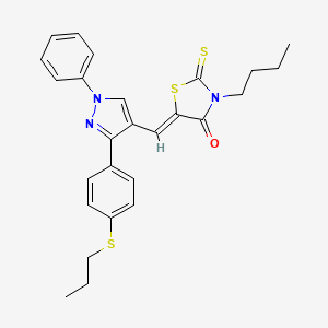 molecular formula C26H27N3OS3 B14952339 (5Z)-3-butyl-5-({1-phenyl-3-[4-(propylsulfanyl)phenyl]-1H-pyrazol-4-yl}methylidene)-2-thioxo-1,3-thiazolidin-4-one 