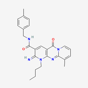 7-butyl-6-imino-11-methyl-N-[(4-methylphenyl)methyl]-2-oxo-1,7,9-triazatricyclo[8.4.0.0^{3,8}]tetradeca-3(8),4,9,11,13-pentaene-5-carboxamide