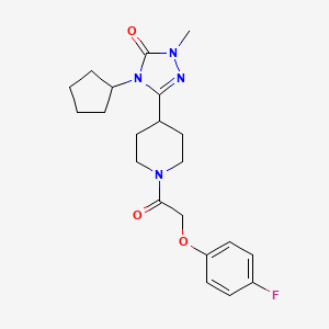 molecular formula C21H27FN4O3 B14952370 4-cyclopentyl-3-(1-(2-(4-fluorophenoxy)acetyl)piperidin-4-yl)-1-methyl-1H-1,2,4-triazol-5(4H)-one 