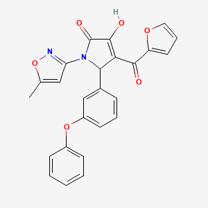 molecular formula C25H18N2O6 B14952375 (4E)-4-[furan-2-yl(hydroxy)methylidene]-1-(5-methyl-1,2-oxazol-3-yl)-5-(3-phenoxyphenyl)pyrrolidine-2,3-dione 