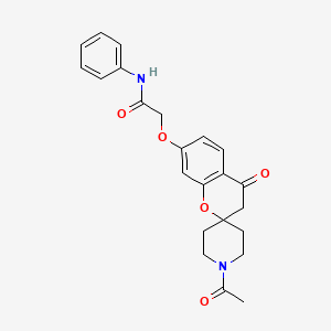 molecular formula C23H24N2O5 B14952480 2-[(1'-acetyl-4-oxo-3,4-dihydrospiro[chromene-2,4'-piperidin]-7-yl)oxy]-N-phenylacetamide 