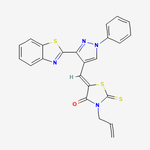 molecular formula C23H16N4OS3 B14952499 (5Z)-5-{[3-(1,3-benzothiazol-2-yl)-1-phenyl-1H-pyrazol-4-yl]methylidene}-3-(prop-2-en-1-yl)-2-thioxo-1,3-thiazolidin-4-one 