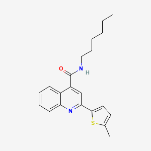 molecular formula C21H24N2OS B14952514 N-hexyl-2-(5-methylthiophen-2-yl)quinoline-4-carboxamide 