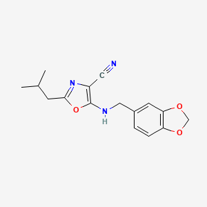 5-[(1,3-Benzodioxol-5-ylmethyl)amino]-2-isobutyl-1,3-oxazol-4-yl cyanide