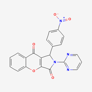 molecular formula C21H12N4O5 B14952553 1-(4-Nitrophenyl)-2-(pyrimidin-2-yl)-1,2-dihydrochromeno[2,3-c]pyrrole-3,9-dione 