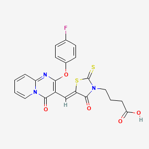 4-[(5Z)-5-{[2-(4-fluorophenoxy)-4-oxo-4H-pyrido[1,2-a]pyrimidin-3-yl]methylidene}-4-oxo-2-thioxo-1,3-thiazolidin-3-yl]butanoic acid