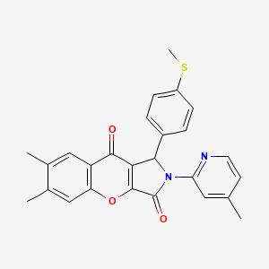 molecular formula C26H22N2O3S B14952599 6,7-Dimethyl-2-(4-methylpyridin-2-yl)-1-[4-(methylsulfanyl)phenyl]-1,2-dihydrochromeno[2,3-c]pyrrole-3,9-dione 