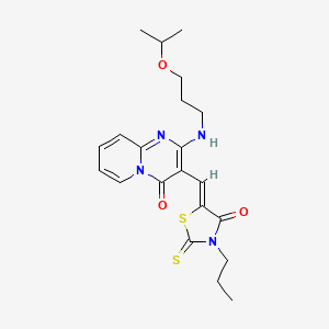 molecular formula C21H26N4O3S2 B14952622 3-[(Z)-(4-oxo-3-propyl-2-thioxo-1,3-thiazolidin-5-ylidene)methyl]-2-{[3-(propan-2-yloxy)propyl]amino}-4H-pyrido[1,2-a]pyrimidin-4-one 