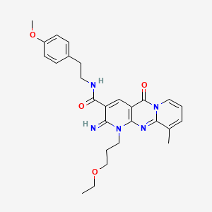 7-(3-ethoxypropyl)-6-imino-N-[2-(4-methoxyphenyl)ethyl]-11-methyl-2-oxo-1,7,9-triazatricyclo[8.4.0.03,8]tetradeca-3(8),4,9,11,13-pentaene-5-carboxamide