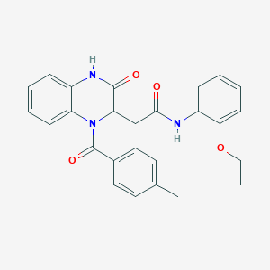 molecular formula C26H25N3O4 B14952642 N-(2-ethoxyphenyl)-2-{1-[(4-methylphenyl)carbonyl]-3-oxo-1,2,3,4-tetrahydroquinoxalin-2-yl}acetamide 