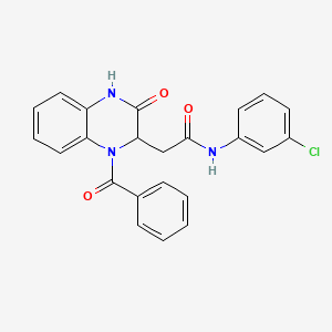 molecular formula C23H18ClN3O3 B14952656 2-(1-benzoyl-3-oxo-1,2,3,4-tetrahydroquinoxalin-2-yl)-N-(3-chlorophenyl)acetamide 