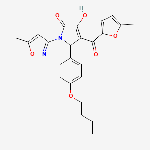 molecular formula C24H24N2O6 B14952673 (4E)-5-(4-butoxyphenyl)-4-[hydroxy(5-methylfuran-2-yl)methylidene]-1-(5-methyl-1,2-oxazol-3-yl)pyrrolidine-2,3-dione 