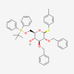 molecular formula C43H48O5SSi B1495277 (2R,3R,4S,5R,6S)-4,5-Bis(benzyloxy)-2-(((tert-butyldiphenylsilyl)oxy)methyl)-6-(p-tolylthio)tetrahydro-2H-pyran-3-ol 