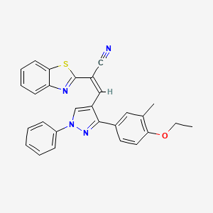 molecular formula C28H22N4OS B14952793 (2Z)-2-(1,3-benzothiazol-2-yl)-3-[3-(4-ethoxy-3-methylphenyl)-1-phenyl-1H-pyrazol-4-yl]prop-2-enenitrile 