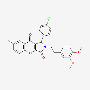 molecular formula C28H24ClNO5 B14952808 1-(4-Chlorophenyl)-2-[2-(3,4-dimethoxyphenyl)ethyl]-7-methyl-1,2-dihydrochromeno[2,3-c]pyrrole-3,9-dione 