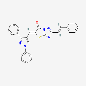 (5Z)-5-[(1,3-diphenyl-1H-pyrazol-4-yl)methylidene]-2-[(E)-2-phenylethenyl][1,3]thiazolo[3,2-b][1,2,4]triazol-6(5H)-one