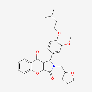 molecular formula C28H31NO6 B14952928 1-[3-Methoxy-4-(3-methylbutoxy)phenyl]-2-(tetrahydrofuran-2-ylmethyl)-1,2-dihydrochromeno[2,3-c]pyrrole-3,9-dione 