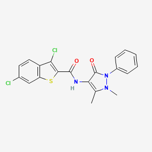 molecular formula C20H15Cl2N3O2S B14952939 3,6-dichloro-N-(1,5-dimethyl-3-oxo-2-phenyl-2,3-dihydro-1H-pyrazol-4-yl)-1-benzothiophene-2-carboxamide 