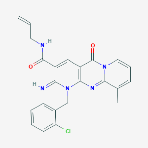 7-[(2-chlorophenyl)methyl]-6-imino-11-methyl-2-oxo-N-(prop-2-en-1-yl)-1,7,9-triazatricyclo[8.4.0.0^{3,8}]tetradeca-3(8),4,9,11,13-pentaene-5-carboxamide