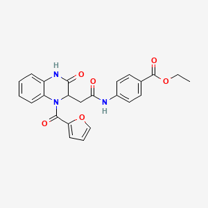 molecular formula C24H21N3O6 B14953077 Ethyl 4-({[1-(furan-2-ylcarbonyl)-3-oxo-1,2,3,4-tetrahydroquinoxalin-2-yl]acetyl}amino)benzoate 