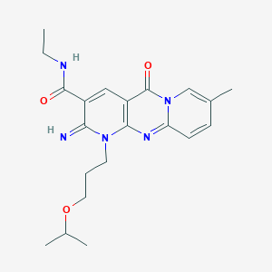 N-ethyl-6-imino-13-methyl-2-oxo-7-[3-(propan-2-yloxy)propyl]-1,7,9-triazatricyclo[8.4.0.0^{3,8}]tetradeca-3(8),4,9,11,13-pentaene-5-carboxamide