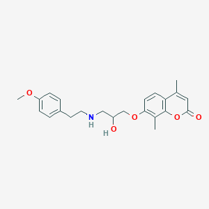 molecular formula C23H27NO5 B14953270 7-(2-hydroxy-3-{[2-(4-methoxyphenyl)ethyl]amino}propoxy)-4,8-dimethyl-2H-chromen-2-one 