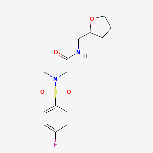 molecular formula C15H21FN2O4S B14953277 N~2~-ethyl-N~2~-[(4-fluorophenyl)sulfonyl]-N-(tetrahydrofuran-2-ylmethyl)glycinamide 