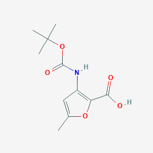 molecular formula C11H15NO5 B1495329 3-((Tert-butoxycarbonyl)amino)-5-methylfuran-2-carboxylic acid 