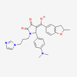 molecular formula C28H30N4O4 B14953317 5-[4-(dimethylamino)phenyl]-3-hydroxy-1-[3-(1H-imidazol-1-yl)propyl]-4-[(2-methyl-2,3-dihydro-1-benzofuran-5-yl)carbonyl]-1,5-dihydro-2H-pyrrol-2-one 