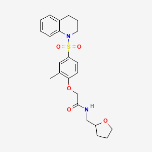 molecular formula C23H28N2O5S B14953338 2-[4-(3,4-dihydroquinolin-1(2H)-ylsulfonyl)-2-methylphenoxy]-N-(tetrahydrofuran-2-ylmethyl)acetamide 